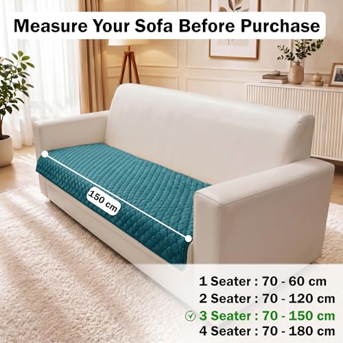 Image of Story@Home Premium Quilted Anti Slip Sofa Cover Mats for L Shape and 1 /2 /3 Seater Sofa. Make Your Own Sofa Cover Set, 70(D) x 150(L) cm - Teal