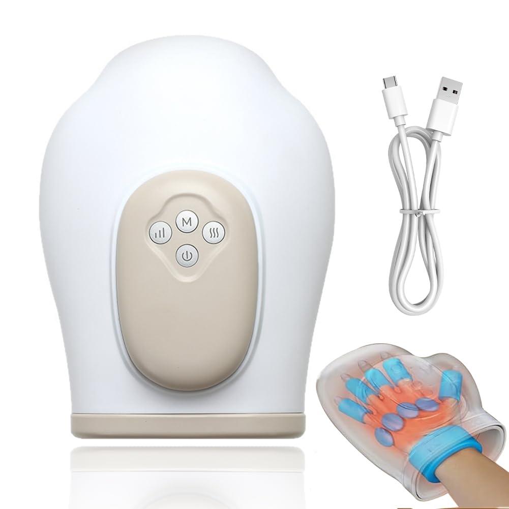 Handmassagegerät Elektrisch, Intelligenter Handmassager mit Wärmekompression, Kabelloses Handmassagegerät mit 3 Modi & 3 Temperaturen, Electric Hand Massager