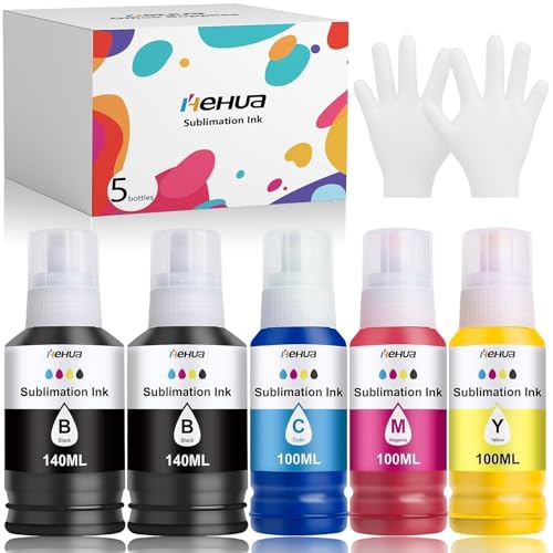 hehua Inchiostro a Sublimazione Compatibile per Epson E102 E104 ET-4810 ET-2850 ET-2856 ET-2810 ET-2820 ET-2830 ET-2815 ET-2870 ET-4800 per il Trasferimento di Calore Magliette Tazze 5Pk hehua Inchiostro a Sublimazione Compatibile per Epson E102 E104 ET-4810 ET-2850 ET-2856 ET-2810 ET-2820 ET-2830 ET-2815 ET-2870 ET-4800 per il Trasferimento di Calore Magliette Tazze 5Pk