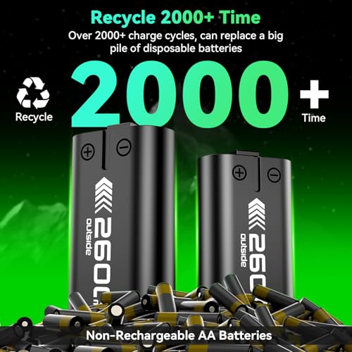Image of ELUTENG Rechargeable Battery Pack Comaptible for Xbox One /Xbox Series X|S, 4 x 2600mAh Rechargeable Batteries for Xbox Controller LED Indicator Battery Charger Station Dock for Xbox One S /One X /Elite