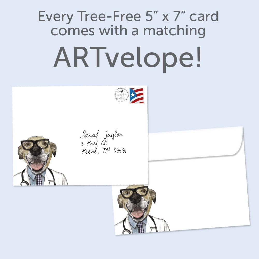 Tree-Free Greetings Geburtstagskarten Set – 2 Karten + Umschläge, 12.7x17.8 Cm, 100% Recyclingpapier, Design „Partyhunde“, USA