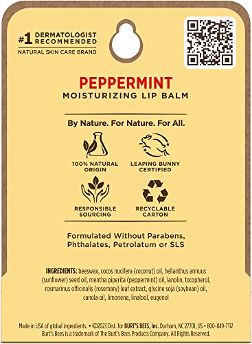 Burt's Bees Peppermint Lip Balm Blister for Unisex, 0.15 Ounce - image 2