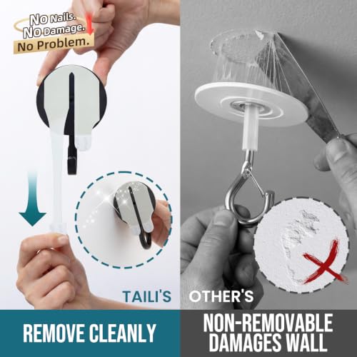 Image of TAILI Adhesive Ceiling Hooks for Hanging Plants, No-Drill 4 Pack Wood Grain