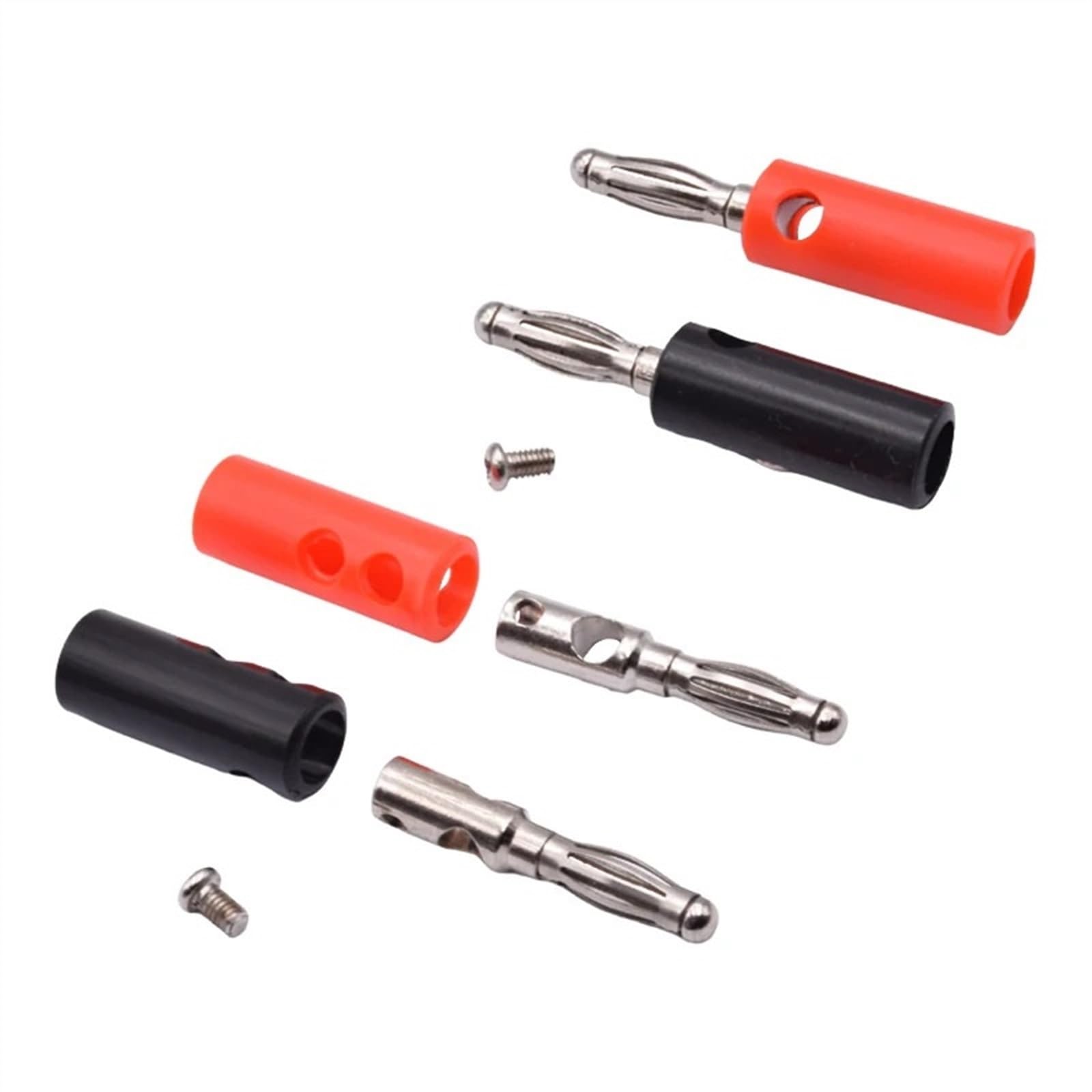 10 szt. 4 mm czerwony czarny męski żeński wtyk bananowy głośnik jack wzmacniacz adapter śruba zacisk łączniki pocztowe złącza wtykowe (kolor: 5 czerwony 5 czarny-01)