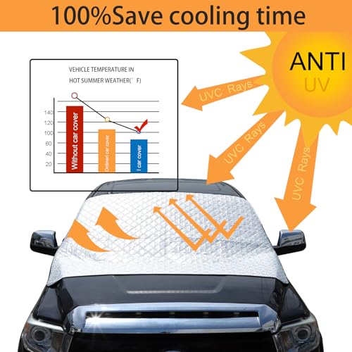 Image of Windshield Snow Cover Fit for Toyota Tundra 2007-2021, Front Windshield Cover for Ice and Snow, Auto Extra Thick Windshield Ice Cover Protects Windshield from Rain, Sun, Frost