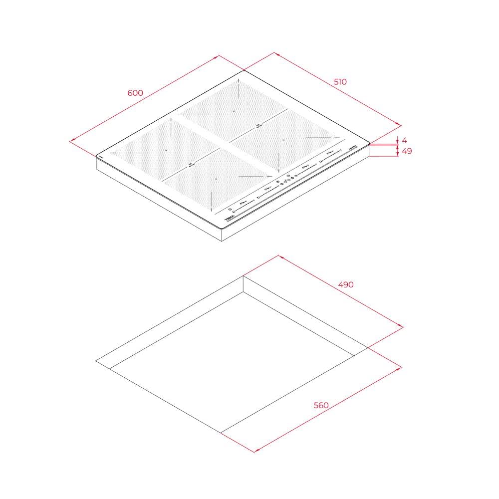 TEKA Placa Inducción 60 cm, 6 Zonas de Cocción, Touch Control Multislider, Función Power Plus, Stop & Go, Modo Silencio, IZF 64600 MSP