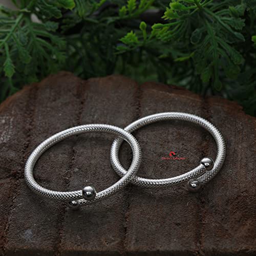 DHRUVS COLLECTION Exclusive 925 Silver Fancy Baby Hollow Pipe Kada for