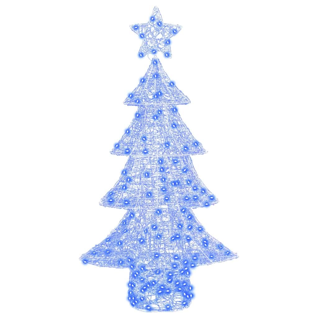 Weihnachtsbaum Acryl 150 cm mit 160 LEDs Blau, 3D Deko Ornament für Wohnzimmer, Christbaumschmuck mit Stern, USB betrieben, wetterbeständig, ideal zum Schmücken und Verzieren