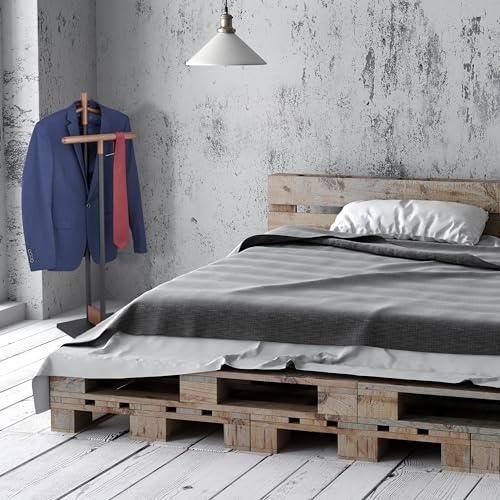 Relaxdays Herrendiener, für Jackett & Hose, HBT: 112x47x20 cm, Stahl & Holz, freistehender Stiller Diener, schwarz/braun