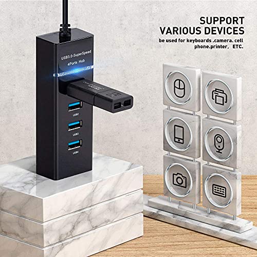 Usb Hub Split Multiport Adapter - Usb 3.0 Splitter For Multiple Ports To Laptop, Multi Usb A Port Expander For Ps4, 4 Port Usb Hub Connectors, 900Ma Volt Charger, No Powered, Pc Accessories&Usb Dock #TOP2
