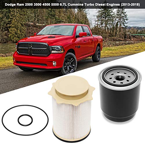 Wisamic 6.7L Cummins Diesel Filter Set Replacement for 2013-2018 Dodge Ram 2500 3500 4500 5500 6.7L Cummins Turbo Diesel Engines, Fuel Filter Water Separator Set Replace 68197867AA 68157291AA