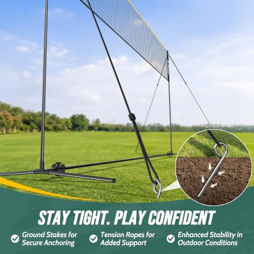 Image of Volleyball Badminton Pickleball 3-in-1 Combo Net Set, 5.1-7.4ft Adjustable Height Sports Nets for Backyards, Portable 17ft Outdoor Net with Carry Bag, Rackets and Balls