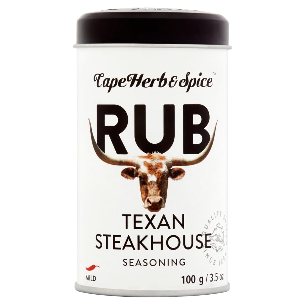 CAPE HERB - Texan Steakhouse Rub | Pikantes und leicht süßes Gewürzsalz als Rub-Mischung für maximalen Grillgenuss. Gewürzsalz ideal für Steaks, Burger & Meeresfrüchte | vegan | Inhalt: 100g