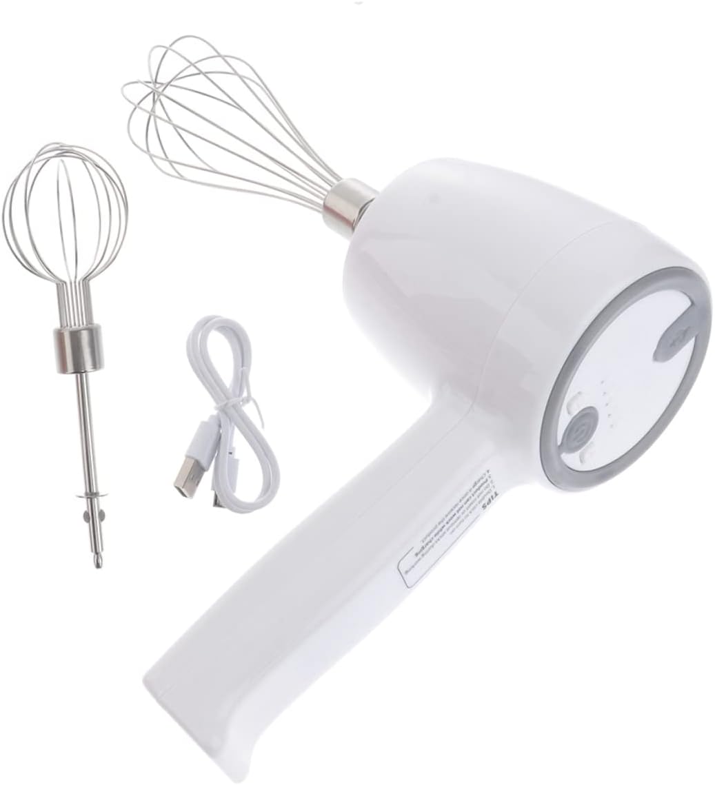 1 Set Cordless Adjustable USB Rechargeable Egg Mixer Handheld Kitchen Tool with Gear Speed Settings Detachable Whisks and for Efficient Cooking and Baking