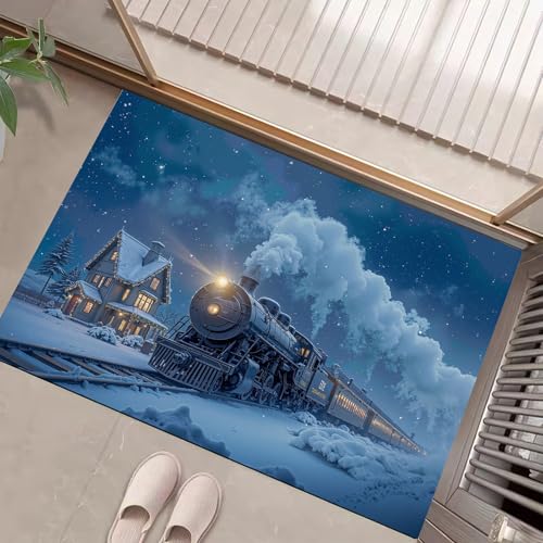 Paillasson bienvenue intérieur lavable et antidérapant bleu foncé - 2