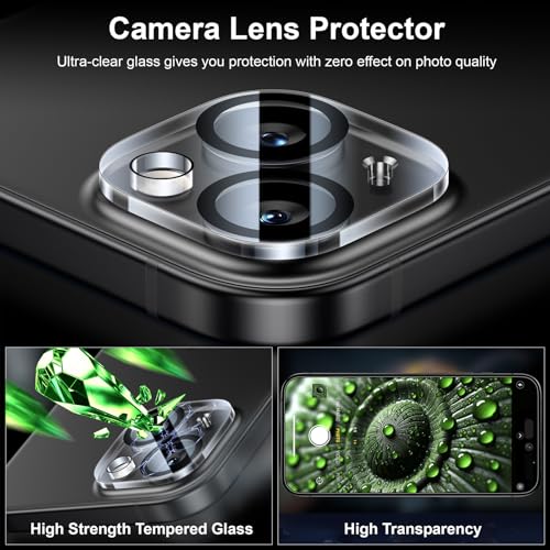 Image of Esanik [2+2 Pack for iPhone 15 Plus Privacy Screen Protector - Anti-Spy Tempered Glass & Camera Lens Cover, Military-Grade 9H Hardness, Anti-Scratch, Flawless Fit Tray