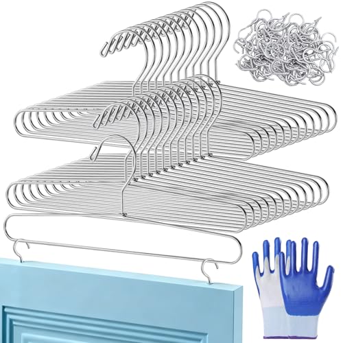 24 Pack Cabinet Door Painting Hanger 14.57 x 5.24 Door Painting Brackets with 60 Pcs Zinc Plated Metal Screw-in Cup Hooks Paint Drying Rack for Cabinet Spraying Art Drying Brackets