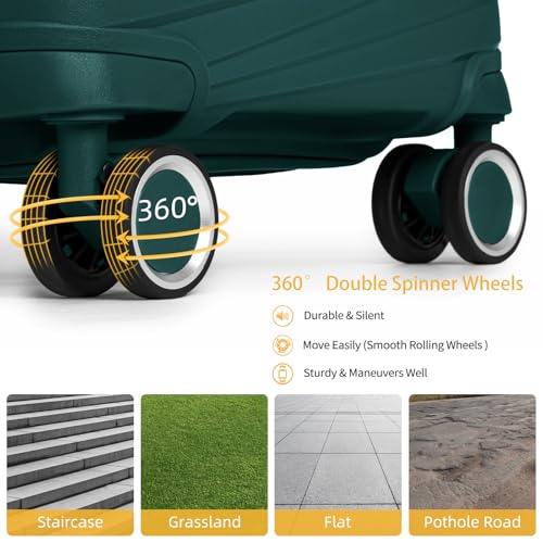 Image of LARVENDER Carry On Luggage 22x14x9 Airline Approved, Suitcases with Wheels | Expandable Hardside PP Carry On Suitcase, 20 Inch Luggage Sets 3 Piece for Women Men, TSA Lock, Dark Green
