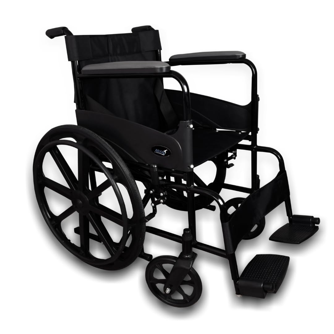 Foldable & Light Weight Wheelchair For Adults | Comfortable Seat For Long Sitting Hours With Safety Belt | Padded Armrest | Removable Footrest | Parking Brake | Eppoxy Powder Cotting For Long Life | Portable Wheelchair For Old People And Patient-image-26
