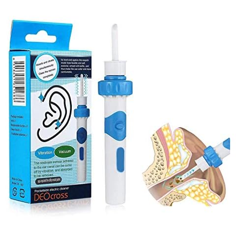 Ear Wax Remover, Electric Ear Cleaner, Ear Wax Removal Vacuum, Electric Ear Wax Remover Vacuum Cleaner for Adults and Children, Electric Ear Wax Removal Kit with 2 Pcs Silicone Replacement Heads Cover