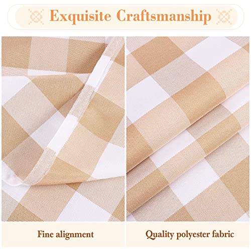 Kesfey Rectangle Gingham Tablecloth Plaid 55x78in Polyester Checkered Tablecloths Gingham Fabric Wipeable Table Cloth Wipe Clean Wrinkle Free Table Cover for Dining (Light Coffee) - Image 4