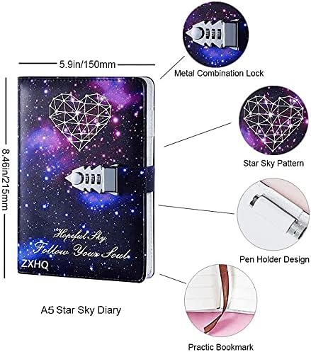 Lock Journal Combination Lock Writing Travel Diary A7 Mini Notebook