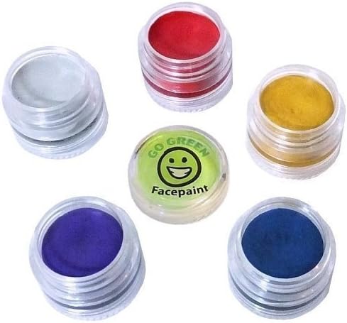 Go Green Face Paint - Kit orgánico certificado de 5 colores para niños - El juego más seguro para el tipo de piel - resellable y reutilizable -