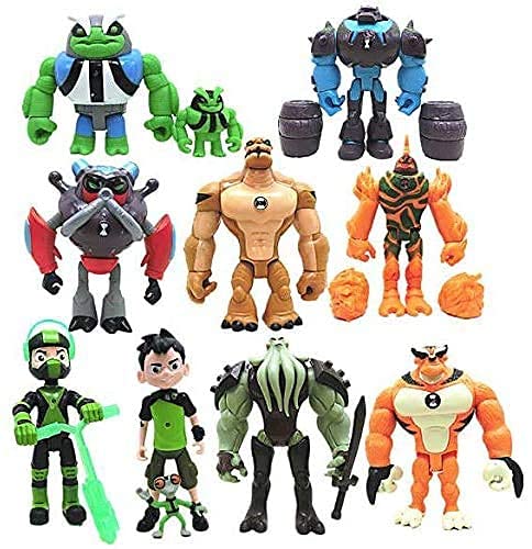 Ben 10 5'' 11pcs/Set Action Figures(Ben,Grey Matter,Rath,Hot Shot,Slapback,Armored Shock Rock,Vilgax,Humungousaur,Rustbuggy Ben,Omni-Enhanced Overflow)