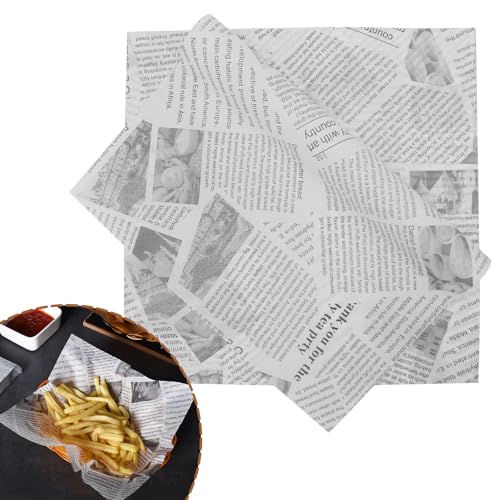 100 Hojas Papel para Envolver Comida, Impermeable y a Prueba de Aceite, para Alimentos, Queso, Sándwiches, Panes, Papas Fritas(25 * 25 cm)