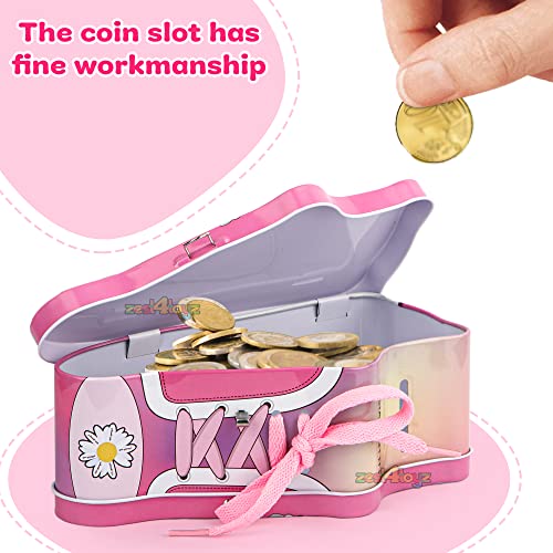 Image of Zest 4 Toyz Money Bank for Kids with Lock N Key Metal Piggy Bank Gullak Money Box Coin Bank Shoe Lace Activity Learning Toy Return Gifts