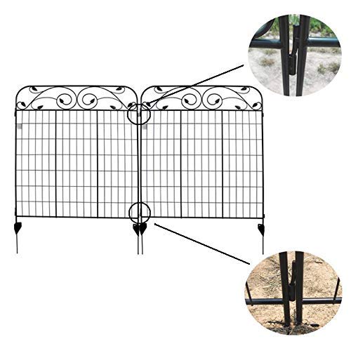 Mtb Black Coated Steel Decorative Garden Fence Panel 8 Leaves, 44 X 36-Inch (Pkg Of 4, Linear Length 12 Feet) Metal Border Folding Fence #TOP7