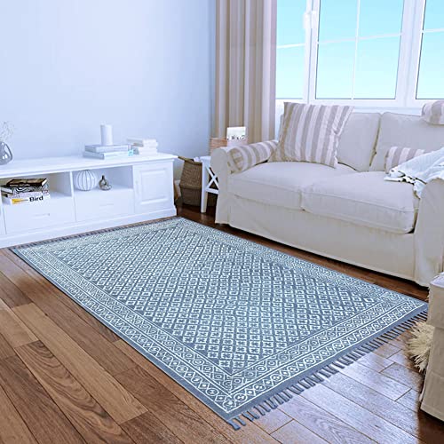 Tapis de sol durable Dhurrie Dabu imprimé fait main - 3
