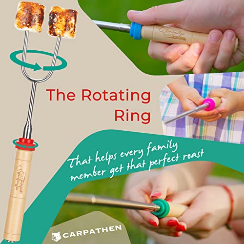 Carpathen Campfire Sticks For Marshmallows And Hot Dogs - Rotating Marshmallow Roasting Sticks Set Of 6 Extra Long Retractable Forks For Fire Pit & Fireplace - Camping Accessories #TOP4