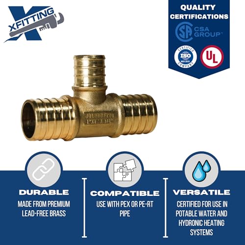 Te reducida Pex B para crimpar de 1x1x3/4 pulgadas con 25 piezas de unión 5