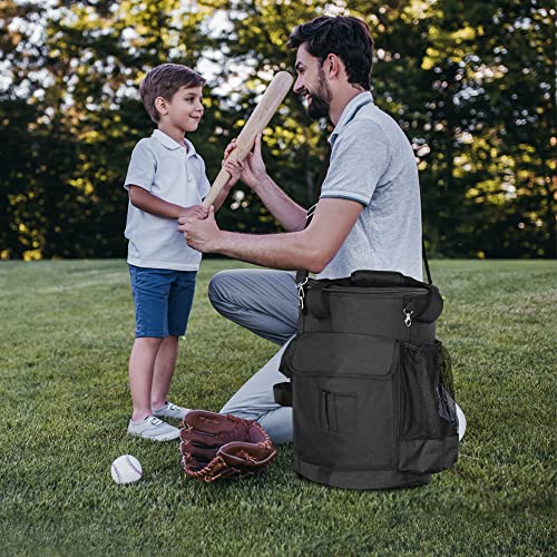 Jaffzora Baseball Bucket Bag, Softball T-Ball Bat Equipment Bags For Men And Adult, Baseball Coaching Accessories Organizer, Black #TOP6