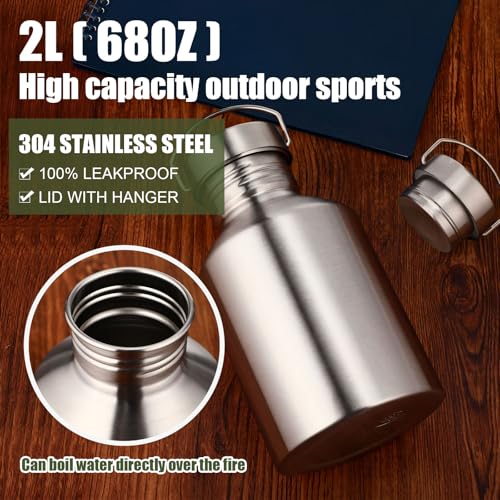 Didaey Cantimplora Grande de Acero Inoxidable 68oz con 2 Vasos Anidados para Camping y Senderismo miniatura 3