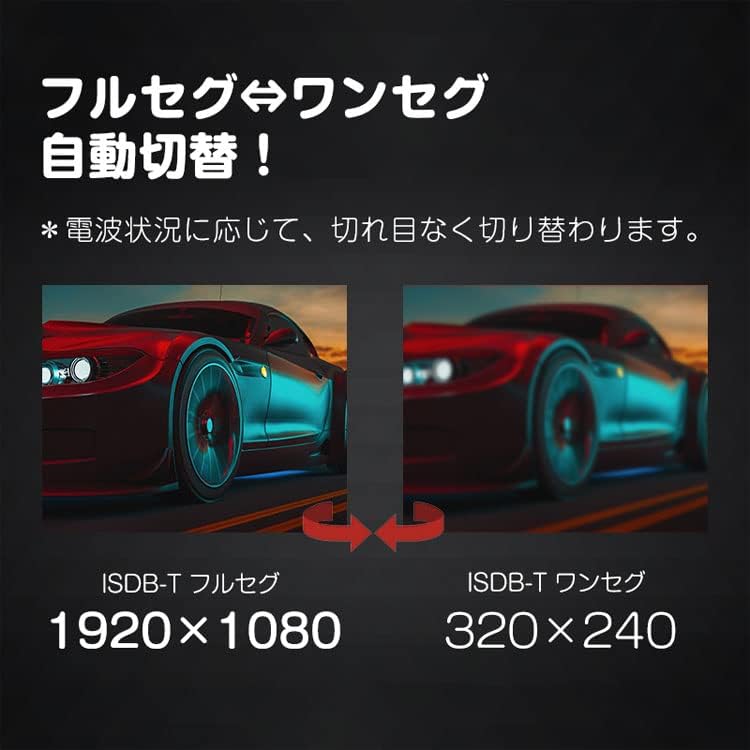 Automatic switching between ISDB-T Full-Seg and One-Seg based on signal conditions.