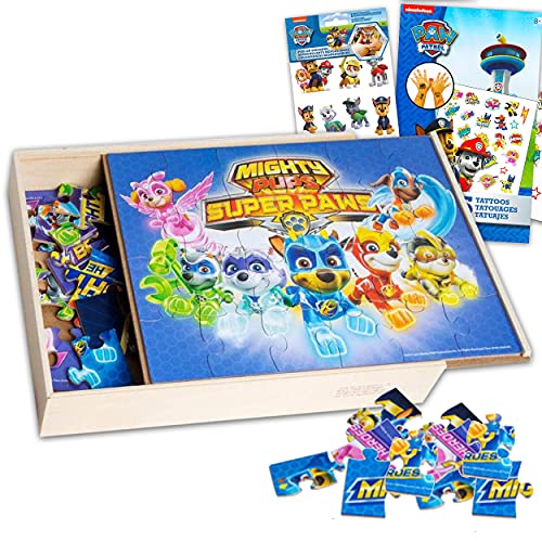 Paw Patrol Wooden Puzzle 5 Pack ~ 24 Piece Paw Patrol Wood Puzzles Bundle with Holding Tray Plus Stickers and More (Kids Paw Patrol Jigsaw Puzzles)