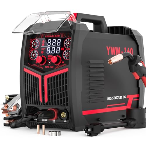 YESWELDER 160A MIG Welder, 110V/220V Dual Voltage, 4 in 1 Gas MIG/Flux Core MIG/Lift TIG/Stick...
