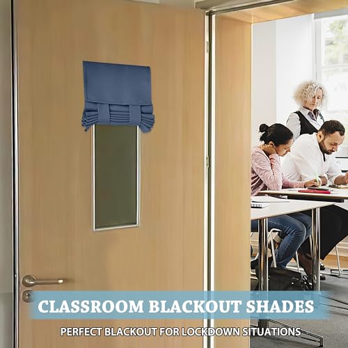 RYB HOME Classroom Door Window Cover, Blackout Shades for Classroom Windows and Doors Cover Lockdown Shades, Room Darkening Design Blocks Views, W 12 x L 30, 1 Panel, Stone Blue