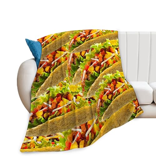 Taco Blanket Taco Tuesday Throw Blankets for Girls Boys Funny Tacos Fleece Cozy Throws Warm Soft Fuzzy Mexican Food Plush Stuff for Bedding Sofa Bed Decor Gifts for Taco Lovers Kids Men Women 50