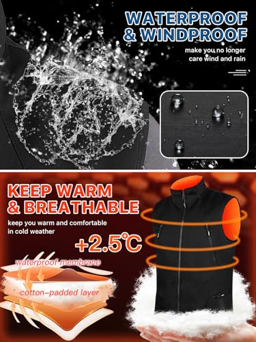 FREE SOLDIER Men's Warm Golf Vest Outerwear Windproof Reversible Puffer Vest Sleeveless Jacket for Casual Hiking Travel4