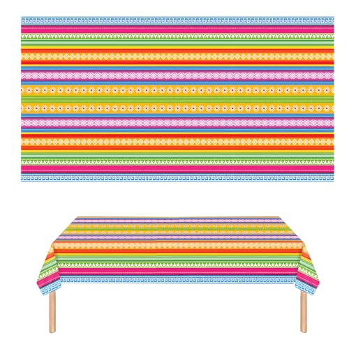 MEISH Mexican Fiesta Party Tablecloth Disposable Plastic Tablecloth Cinco De Mayo Printed Table Mexican Themed Party Supplies for Fiesta Taco Night Birthday (274 * 137cm)