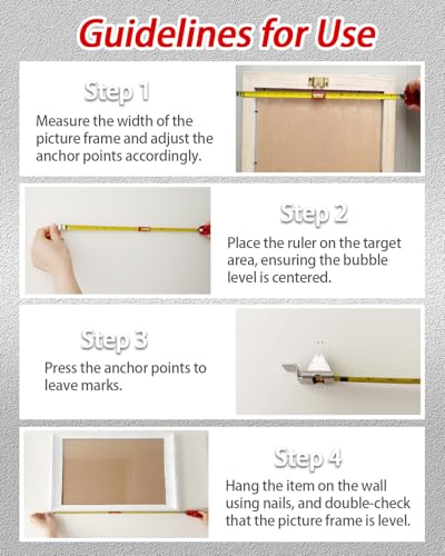 Image of Picture Hanging Tool with Level, All-in-One Picture Hanging Level, Portable Picture Hanging Kit, Picture Hanger Level for Hanging Pictures, Mirrors, TVs, and Shelves