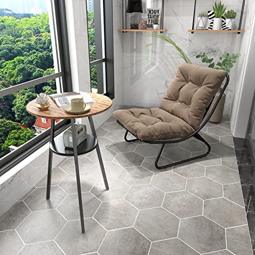 Lasieyo Round Side Table, End Table With Storage Shelf, 2-Tier Rustic Vintage Small Side Table, Living Room Side Table, Bedroom, Bedside Table, 15.7'' D X 22.04''H (Rustic Brown) #TOP6