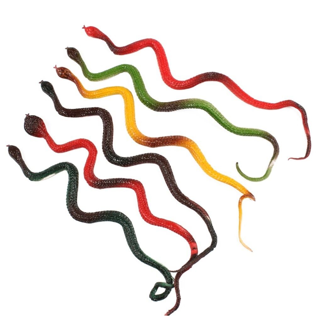 SEWACC Realistic Fake Snake 12pcs Realistic Plastic Snakes Fake Snakes Snake Model Garden Props Joke Prank Simulated Animal Snake Decoration (Random Color) Halloween Realistic Snake