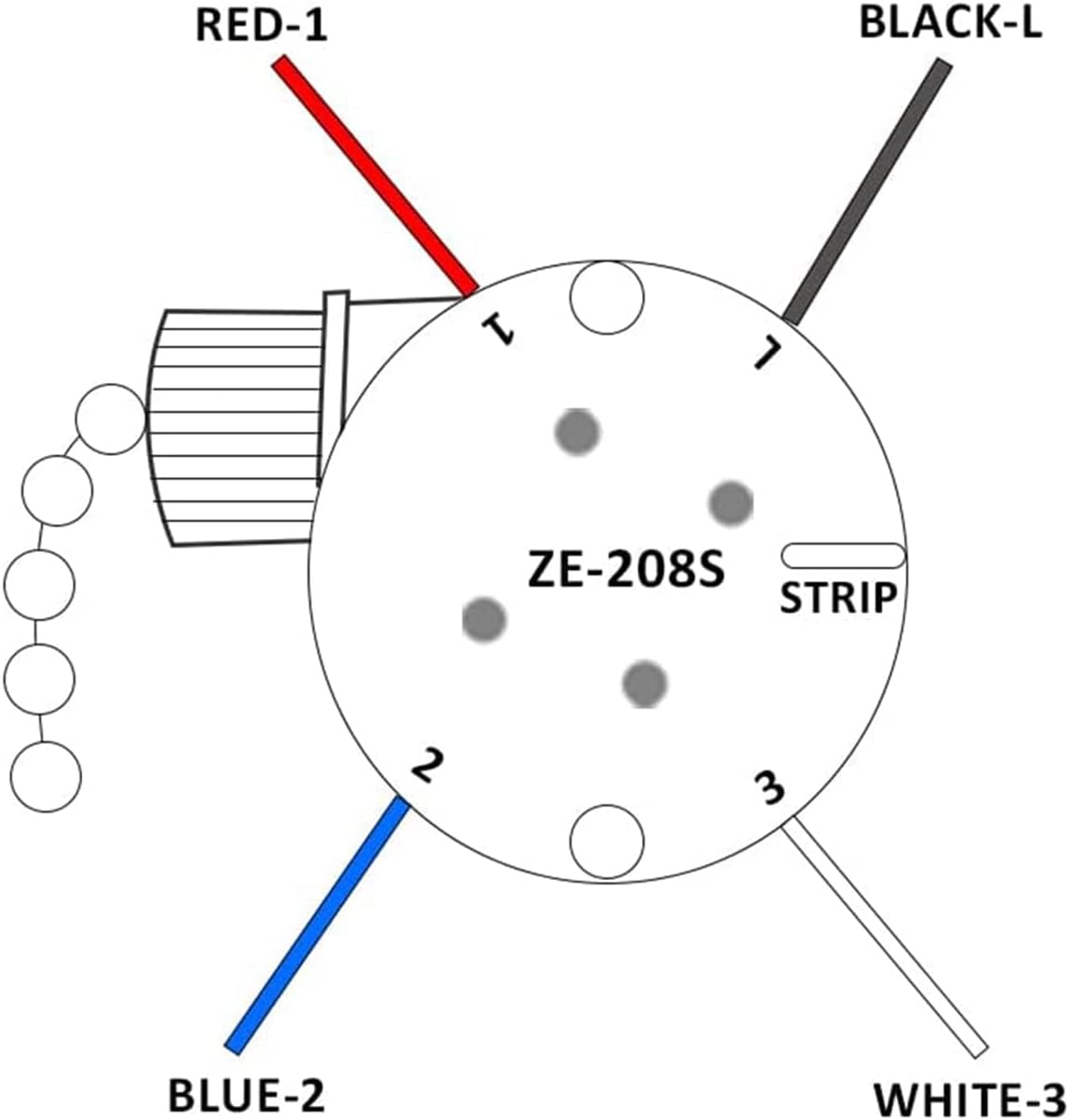 ZE-208s E89885 3 Speed 4 Wire Fan Switch Ceiling Fan Replacement Part With 4 Pre-Installed Wires for Ceiling Fans, Wall Lamps, Cabinet Light (Black)