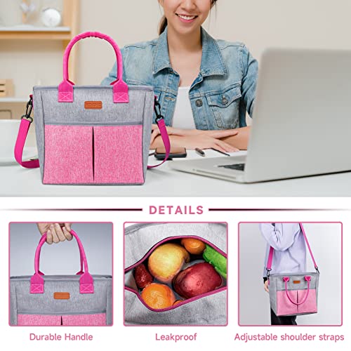 Fithome Insulated Reusable Lunch Bag For Women/Men, Adult Thermal Tote Lunch Bag With Adjustable Crossbody Strap, Portable Leakproof Cooler Bags For Work/Picnic/Travel #TOP3