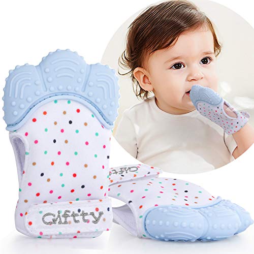 Image of Giftty Baby Teething Mitten Chew Mitt Teether Glove Toy Self Soothing Teether, Teething Pain Relief Soothing Toy, Prevent Scratches Glove, for 3-12 Months Baby