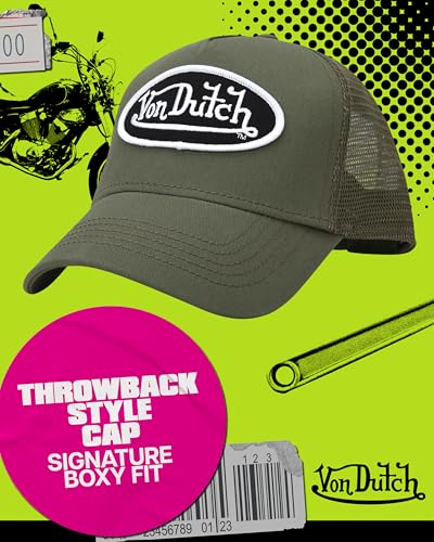 Image of Von Dutch Unisex Trucker Hat - Retro Classic Solid Color Mesh Back Snapback Baseball Cap for Men & Women.